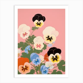 Pansies Flower Big Bold Illustration 4 Art Print