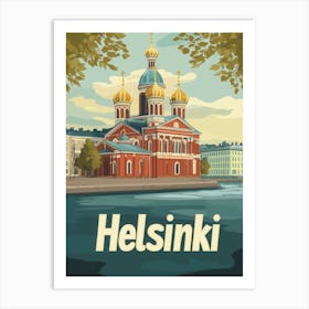 Aihrgdesign A Retro Travel Poster For Helsinki Art Print