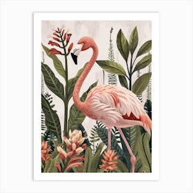 Andean Flamingo And Heliconia Minimalist Illustration 4 Art Print