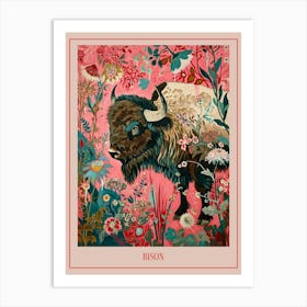 Floral Animal Painting Bison 4 Poster Art Print