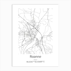 Roanne,France Minimalist Map Art Print