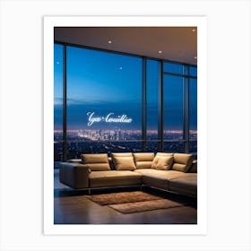 A Beautifully Calligraphed Sign Expressing Gratitude Hovering Gracefully Under Soft Led Lights Pla (4) Art Print