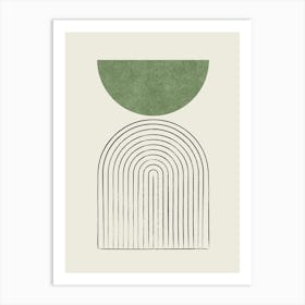 Arch Balance Mid-century Modern - Abstract Modern Minimalist Green Art Print