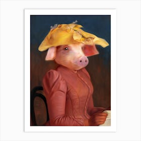 Lady Margaret The Tasteful Piggy Pet Portraits Art Print