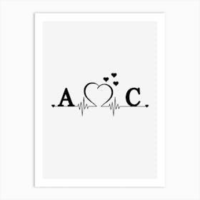 Personalized Couple Name Initial A And C Art Print