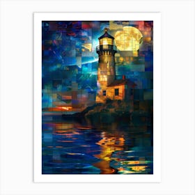 Lighthouse At Night 11 Art Print