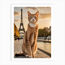 Purrfect Landmarks: A Cat’s Global Snapshot Journey Cat In Paris Art Print