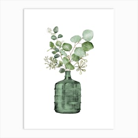 Eucalyptus Leaves In Vase Watercolour Art Art Print