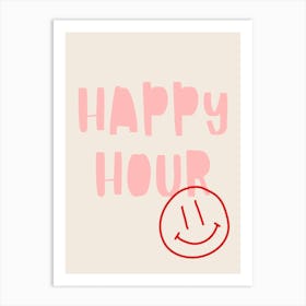 Happy Hour Poster Pink & Red Art Print