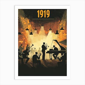 Aihrgdesign A Retro Poster Of A Lively 1919 Jazz Club Featuri F794803e 6814 4cb9 A4fe 8dc2af6178c1 0 Art Print