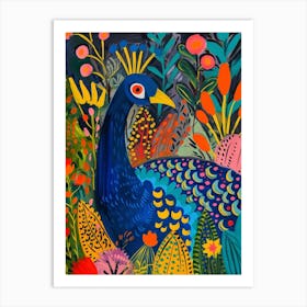 Peacock & The Leaves Painting 1 Art Print