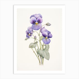 Violets Flower Vintage Botanical 1 Art Print