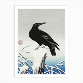 Crow On Snowy Pole (1925 1936), Ohara Koson Art Print