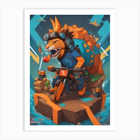 Wolf On A Motorcycle Art Print