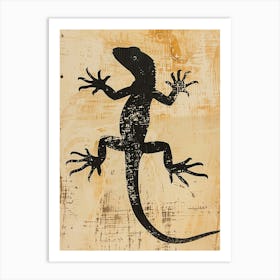 Black Lizard Block Print 1 Art Print