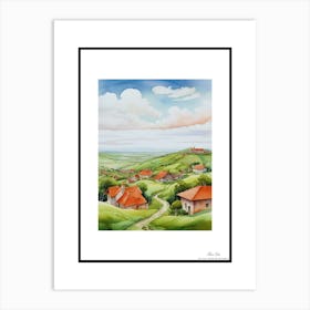 Green plains, distant hills, country houses,renewal and hope,life,spring acrylic colors.40 Art Print