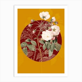 Vintage Botanical Adelia Aurelianensis on Circle Red on Yellow n.0099 Art Print