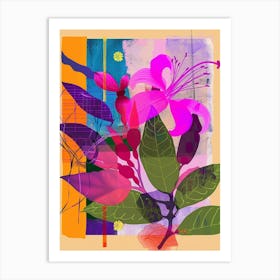 Fuchsia 3 Neon Flower Collage Art Print