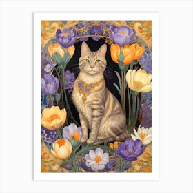 Cat In Flowers Art Print