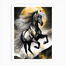 Horse In The Moonlight 17 Art Print