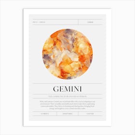 Gemini Zodiac Sign, Amber Birthstone Crystal Gem Art Print