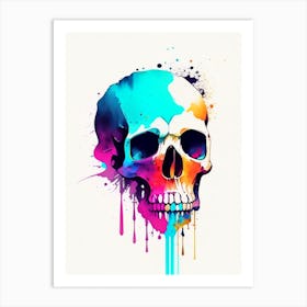 Skull With Watercolor Effects Pop Art Art Print