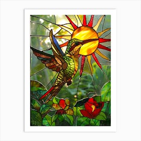 Hummingbird Stained Glass 3 Art Print