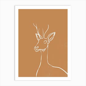 Deer Head - Boho, Line Art 2 Art Print