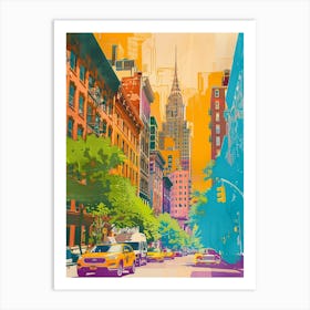 Upper East Side New York Colourful Silkscreen Illustration 2 Art Print