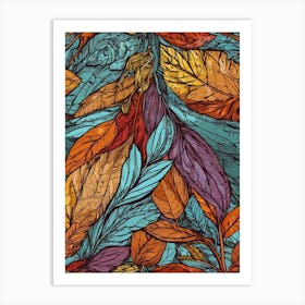 Autumn Leaves Seamless Pattern Art Print