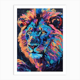 Black Lion Symbolic Imagery Fauvist Painting 4 Art Print