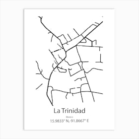 La Trinidad,Mexico Minimalist Map Art Print