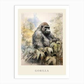 Beatrix Potter Inspired  Animal Watercolour Gorilla 3 Art Print