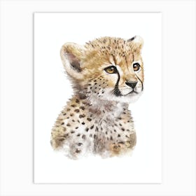 Baby Cheetah Art Watercolor Painting Portrait  Art Print