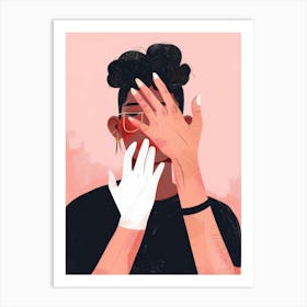 Illustration Of A Woman Covering Her Face 1 Art Print