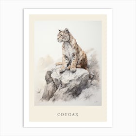 Beatrix Potter Inspired  Animal Watercolour Cougar 1 Art Print