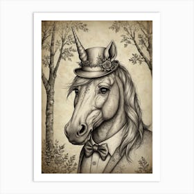 Unicorn In Tuxedo Art Print