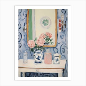 Bathroom Vanity Painting With A Rose Bouquet 2 Art Print