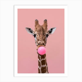 Giraffe Chewing Gum Canvas Print 2 Art Print