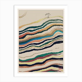 Abstract Beach Landscape Inspired By Minimalist Japanese Ukiyo E Painting Style 14 Art Print