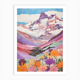 Vinson Massif Antarctica 3 Colourful Mountain Illustration Art Print