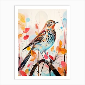 Bird Painting Collage Hermit Thrush 4 Art Print