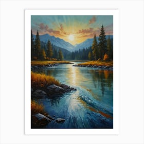 Sunset By The River 1 Art Print