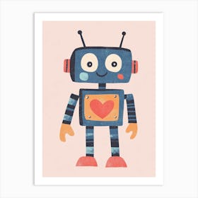 Robot With Heart Art Print