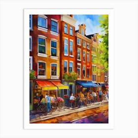 The city of Amsterdam,Netherlands, streets, cafes, passing by, the beauty of summer, oil colors.9 Art Print