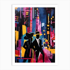 Two People Walking In The City Art Print