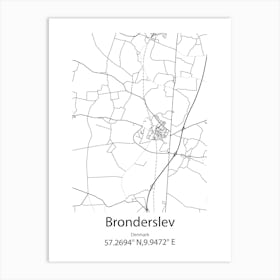 Bronderslev,Denmark Minimalist Map Art Print