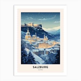 Winter Night  Travel Poster Salzburg Austria 2 Art Print