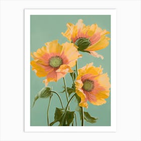 Sunflowers Flowers Acrylic Painting In Pastel Colours 10 Art Print
