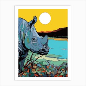Rhino Sunset Portrait 1 Art Print